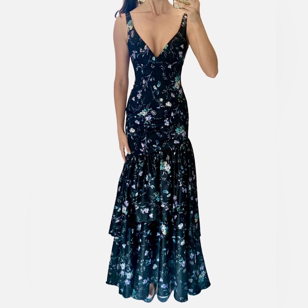 NWT Black Floral Flor et.al Dress Size 2